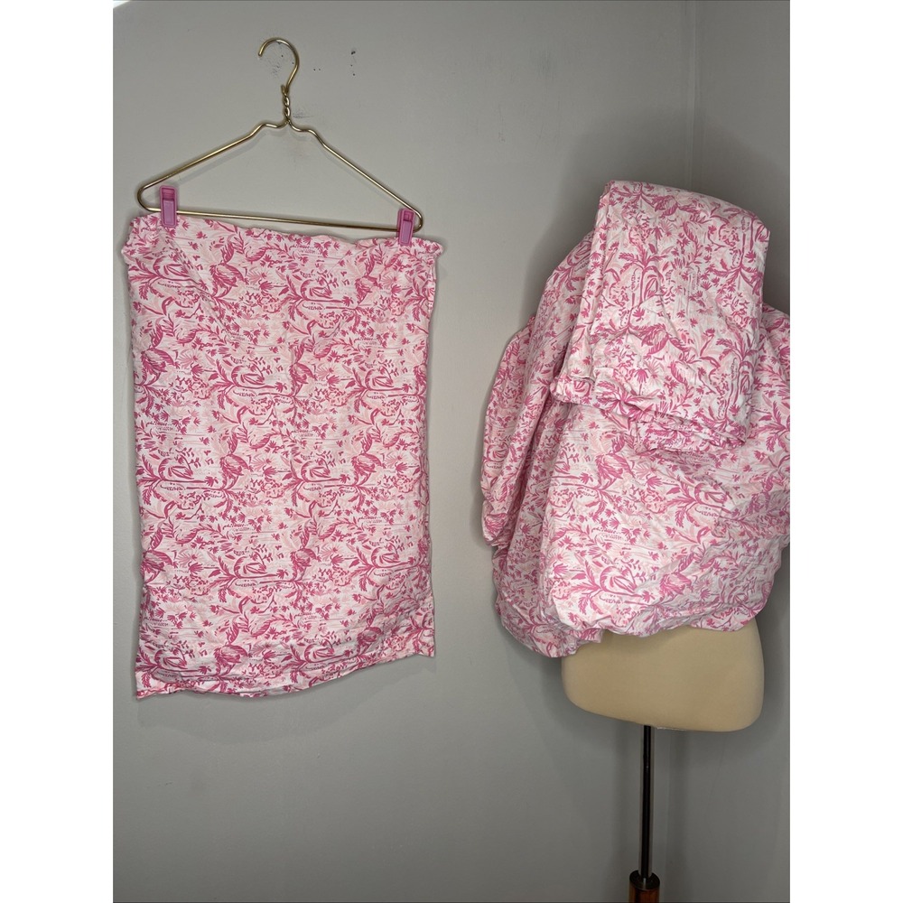 POTTERY BARN LILLY PULITZER TWIN SIZE SHEETS SWING OF THINGS PINK PALM TREES